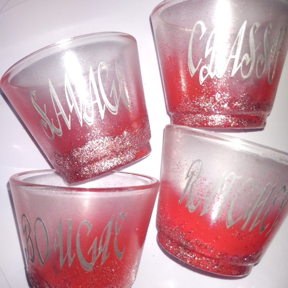 4 pc set quadruple shot glasses Savage classy bougie ratchet